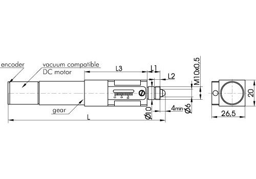 Ultra-High Resolution Compact Motorized Actuator with Vacuum Compatible DC motor 970-0067V