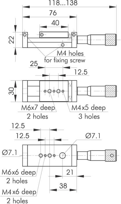 Narrow (width 30 mm) Aluminium Translation Stages 860-0060